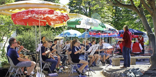 Der Musikverein Haltingen spielte beim...tag unter der Leitung von Kai Trimpin.  | Foto: Gessner