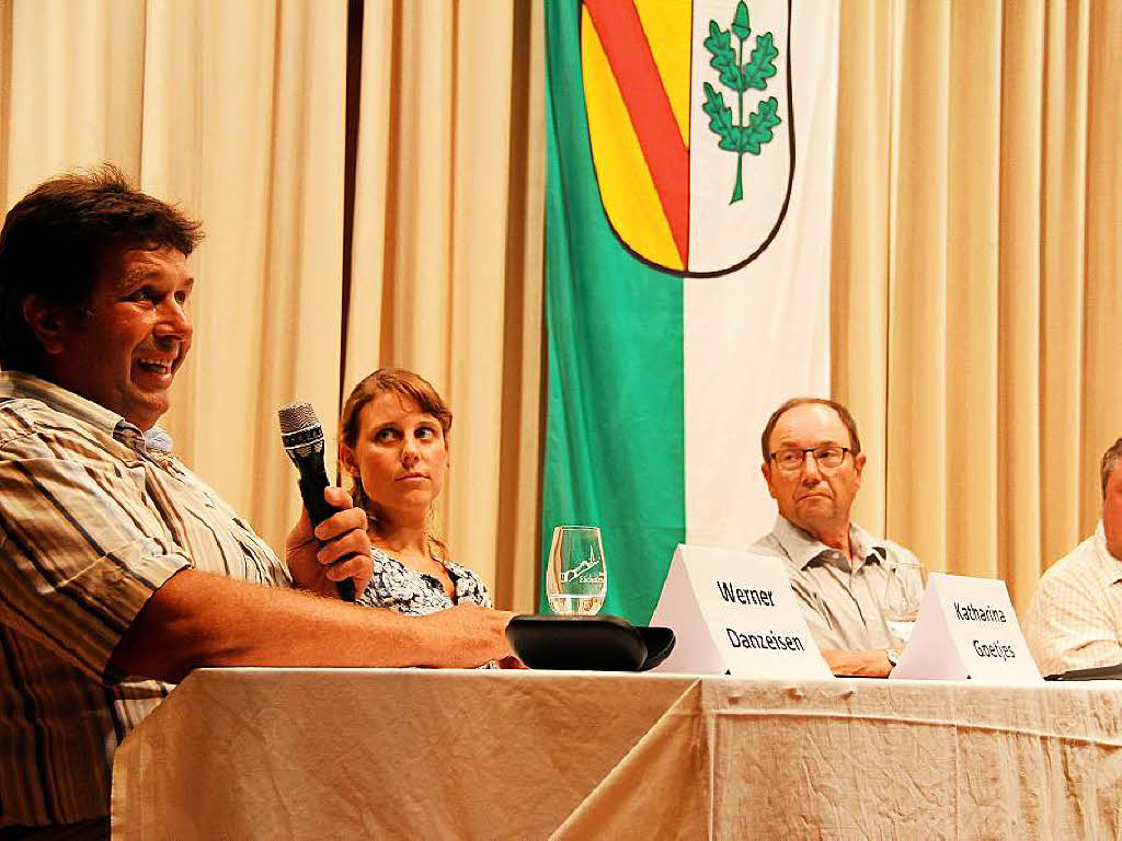 Die Podiumsrunde mit den kolandwirten Werner Danzeisen und Katharina Goetjes sowie Imker Werner Rinklin