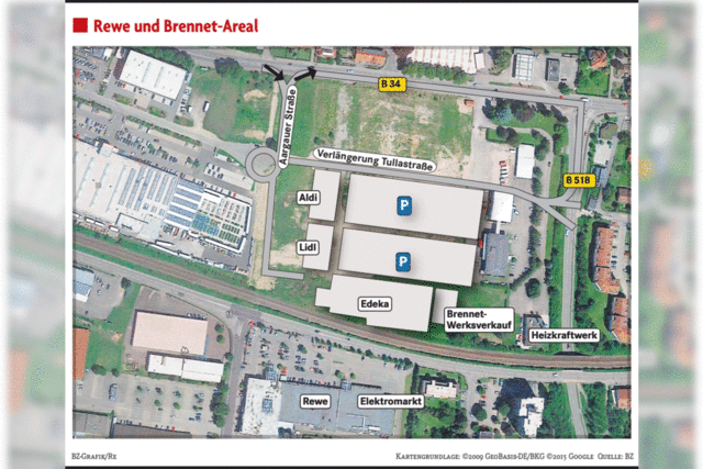 Rewe will Rheincenter in Bad Sckingen deutlich erweitern - Problem fr das Brennet-Areal