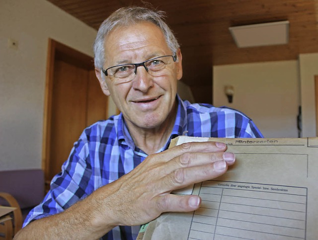 Fundstck aus den eigenen Lehrjahren: ... Wehrle 1966 eigenhndig abgestempelt.  | Foto: Joachim Frommherz