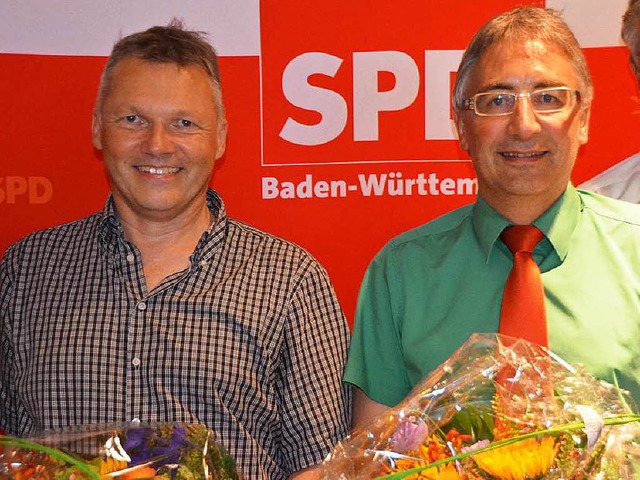 Ziehen fr die SPD im Wahlkreis 46 in ...er Krgner (links) und Dieter Kpfler.  | Foto: Tanja Bury