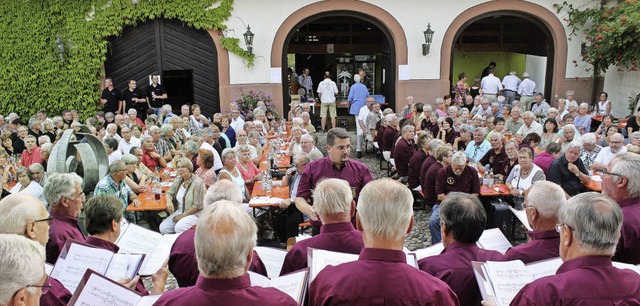 Der Gesangverein aus  tlingen mit Dir...nden Chren beim Festival in Wollbach.  | Foto: Cremer