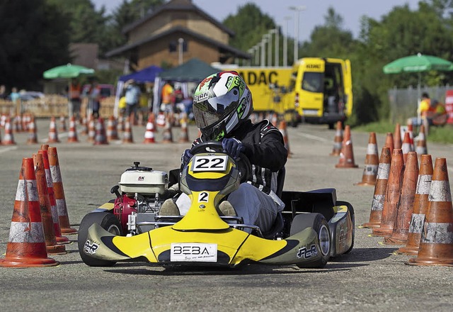 Ein Kartfahrer in der Klasse III (Jahrgang 2002 bis 2003).   | Foto: Daniel Fleig