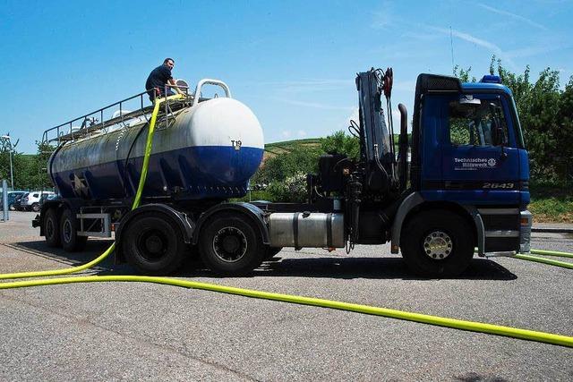 Feuerwehr sichert Lschwasserversorgung in Mllheim