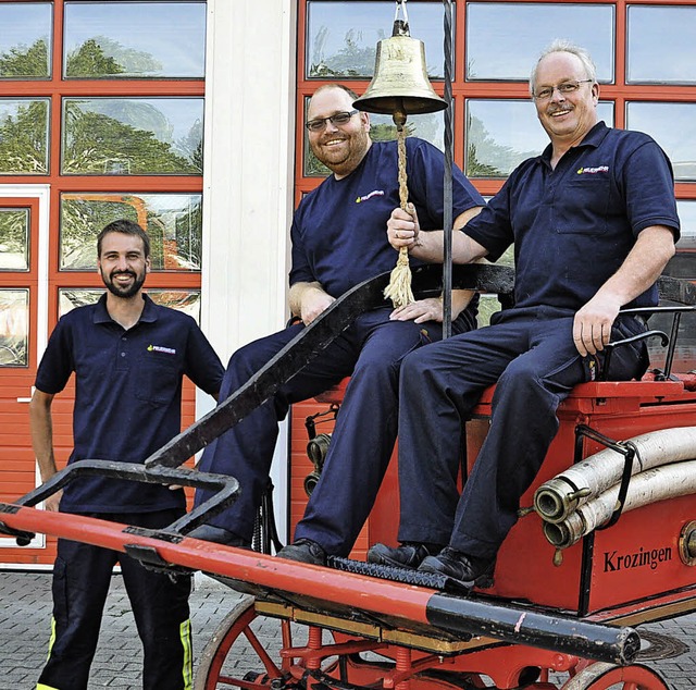 Sie haben die Spritze mit restauriert:... Scherer, Jrg Schlachter, Leo Steiert  | Foto: Rainer Ruther