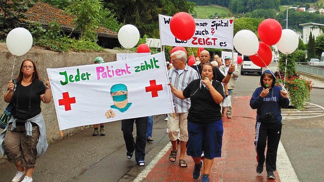 Rund 150 Brger haben am Samstag fr d...d Sckinger Krankenhauses demonstriert  | Foto: Michael Gottstein