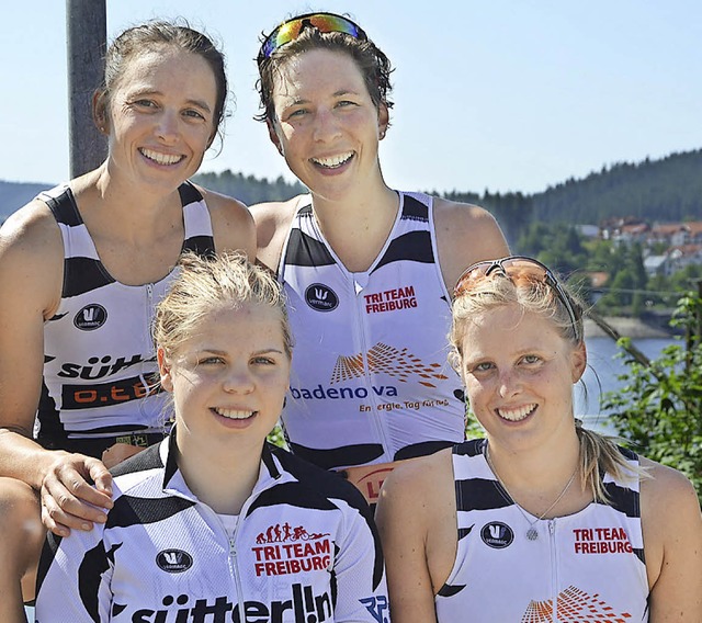 Tri-Team Freiburg,  hinten von links: ...luschka und Stephanie Schmitz-Weckauf   | Foto: Junkel