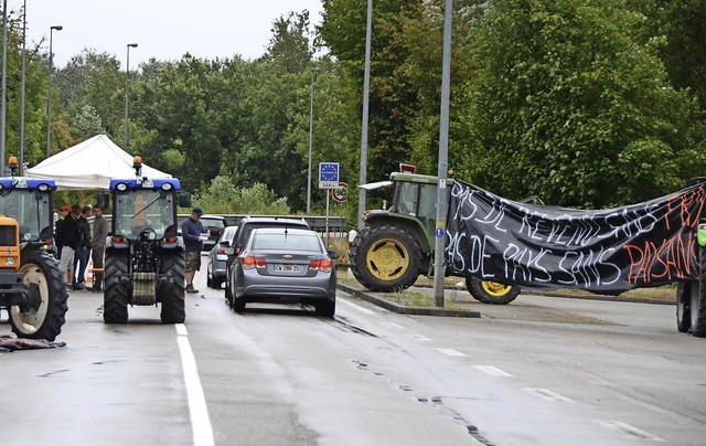 Marckolsheim. Vor der Rheinbrcke habe... Verkehr kommt nur Schrittweise voran.  | Foto: Roland Vitt