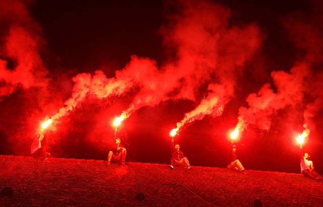 Die Feuer-Show am 1. August , von den ...nnenanlage, hatte viele tolle Effekte.  | Foto: Petra Wunderle