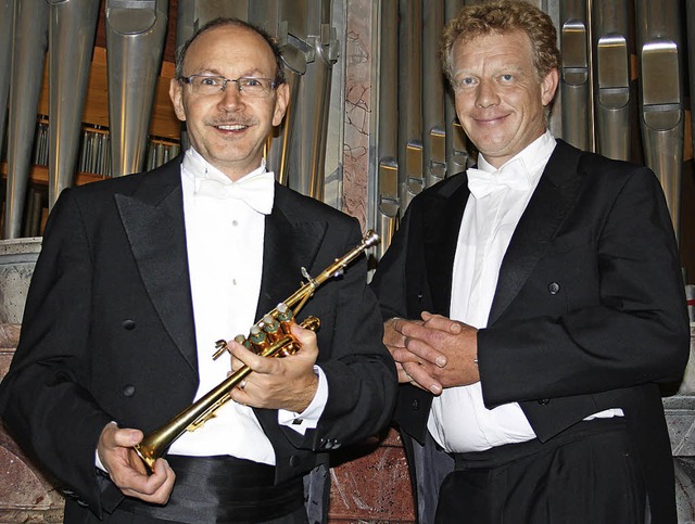Klassiktrompeter Bernhard Kratzer (lin...ches Konzert in der Wallfahrtskirche.   | Foto: Andreas Bhm