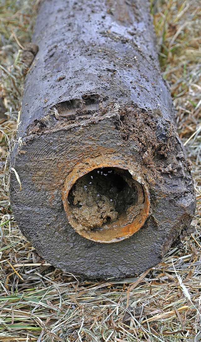 Fundstck: Teile der alten Holzwasserl...m Tag des Denkmals ausgestellt werden.  | Foto: Privat