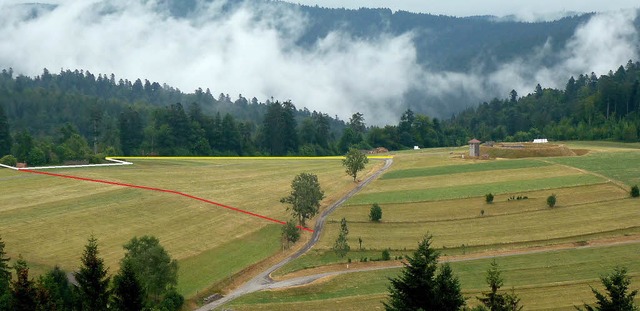 Die Scherentann-Schanze (wei) ist heu...er heutige Straenverlauf orientiert.   | Foto: foto/grafik: Werner Strk