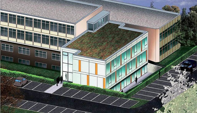 Die Breisacher Gewerbeschule braucht d...au (im Vordergrund) geschaffen werden.  | Foto: Vorlage: Architekten plp
