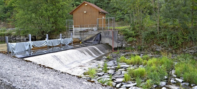 Das Schlauchwehr der Wiese in Atzenbac... Hier zweigt der Kraftwerkskanal  ab.   | Foto: Berger