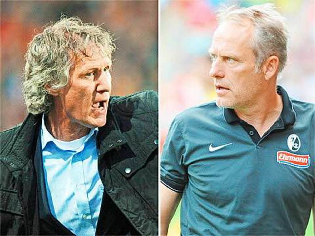 Zwischen diesen Mnnern hat&#8217;s he... Gertjan Verbeek und Christian Streich  | Foto: Heuberger