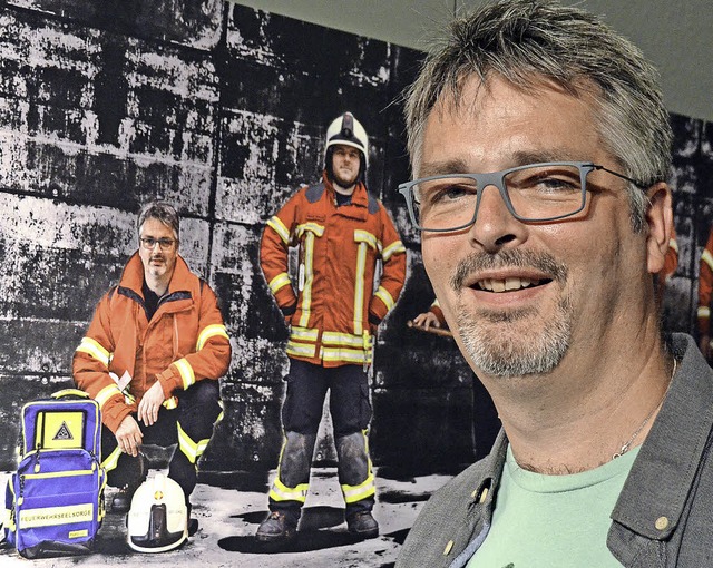 Feuerwehrseelsorger Uwe Degenhardt vor...nplatz zum 150-Jahr-Jubilum der Wehr   | Foto: Fillisch