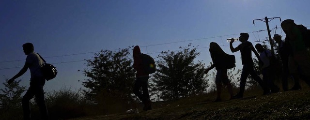 Flchtlinge auf der Balkanroute (an de... zwischen Griechenland und Mazedonien)  | Foto: DPA