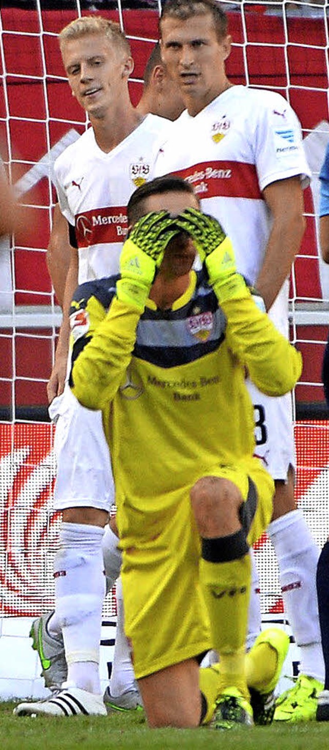 Verloren und Rot fr  Torhter Tyton: Der VfB Stuttgart taumelt.    | Foto: dpa