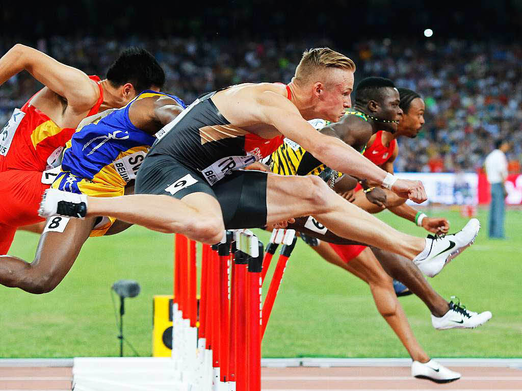 Gregor Traber aus dem oberschwbischen Tettnang beim Halbfinale ber 110 Meter Hrden