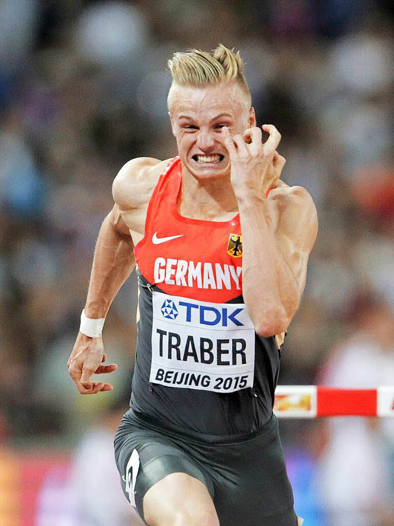 Gregor Traber beim Halbfinale ber 110 Meter Hrden