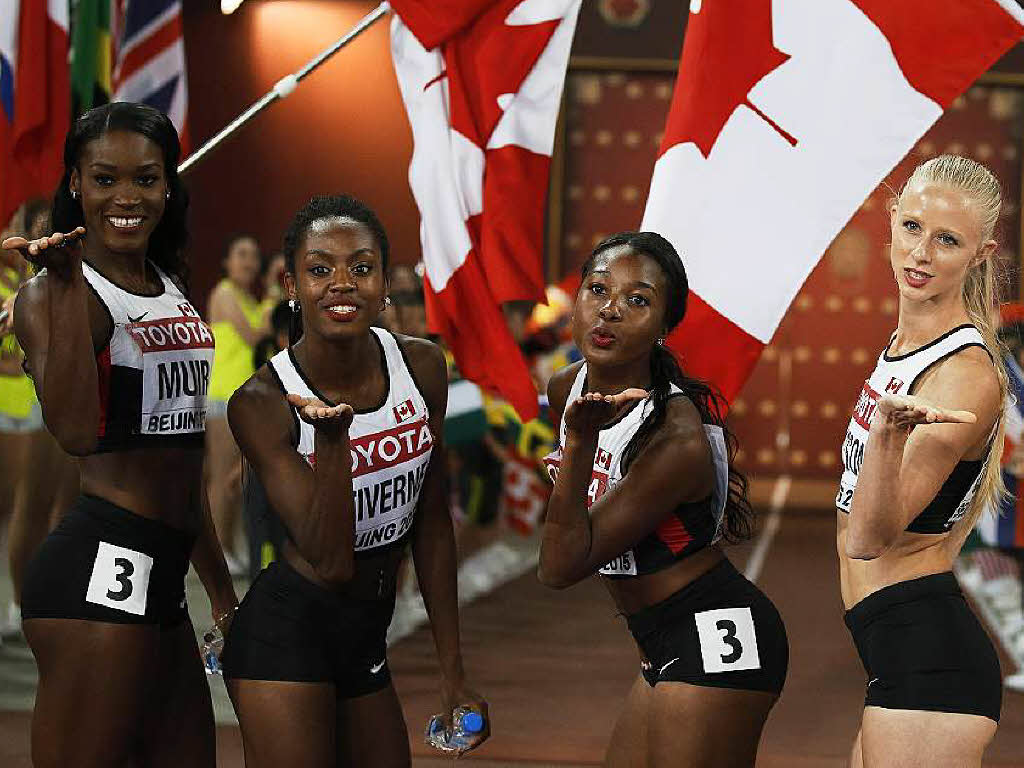 Die kanadischen Sprinterinnen ber 4x400 Meter.