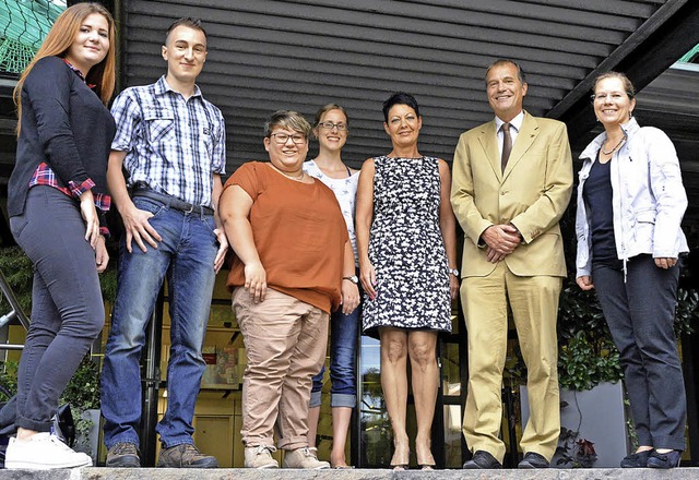 Die neuen Auszubildenden  bei der Stad...Spada, Torsten Hampe und Jasmin Benk   | Foto: ZVG