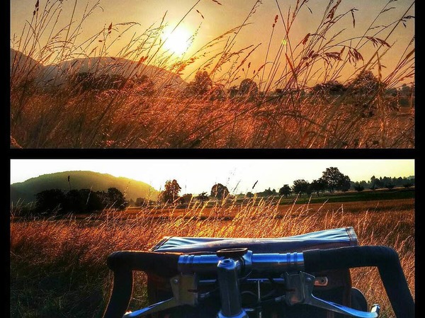 Morgensonne whrend Pascal Dumonts Fahrradtour mit Blick nach Degerfelden.