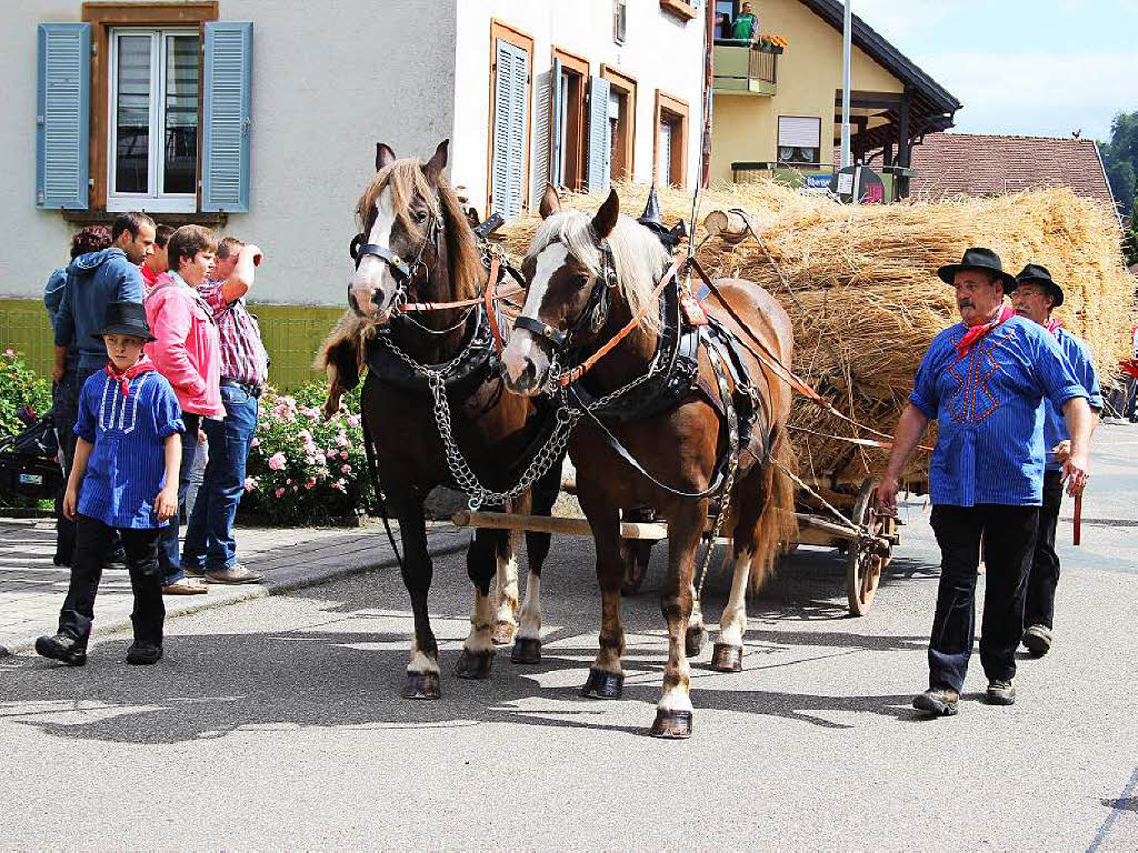 Der Historikverein Oberwinden stellte die vier Jahreszeiten - die landwirtschaftlichen Ttigkeiten und die Ernten - mit seinen Gespannen, Schleppern und Maschinen dar und erntete  Applaus fr seine Idee.