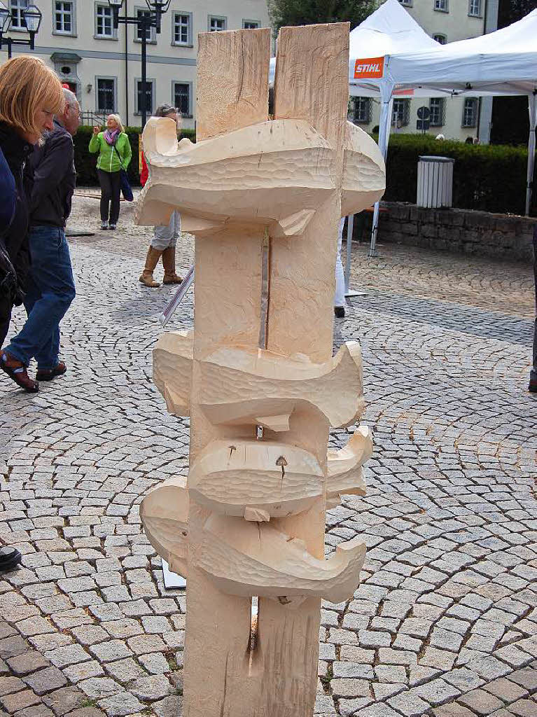 Ordentlich Spne fliegen beim Holzbildhauer-Symposium in St. Blasien.