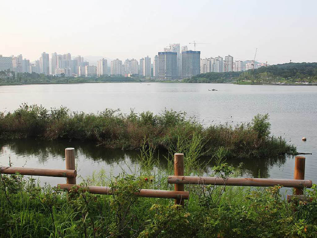 Blick auf Suwons Wohngebiete