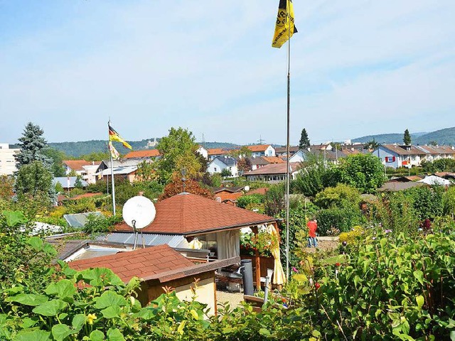 Blick auf die Kleingartenanlage Lerchengrund aus Richtung Hangstrae   | Foto: Nikolaus Trenz