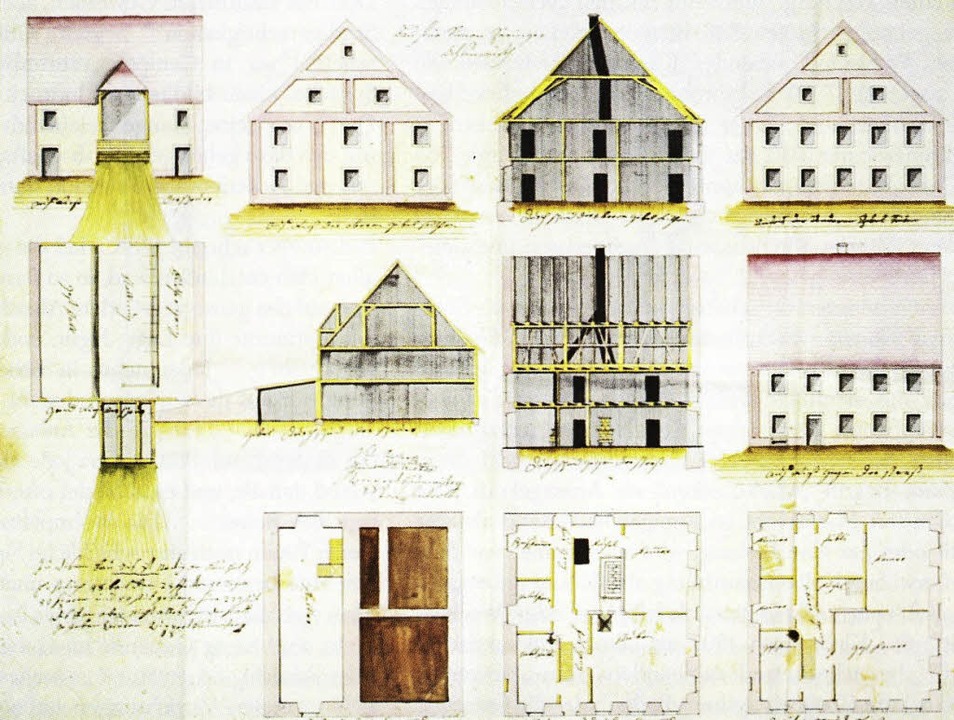 Bauskizzen fr den Neubau des Wirtshau...n Simon Zhringer aus dem Jahr 1807.    | Foto:  Stadtarchiv Freiburg