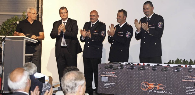 Einweihung des neuen Feuerwehrgerteha...Wei, Markus Kaspar und Michael Meier.  | Foto: Ilona Hge