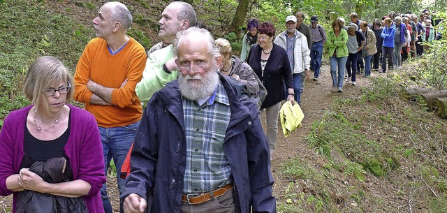 Duch den Felsele-Wald fhrte Wulf Schm...vorne) rund 50 Literaturinteressierte.  | Foto: akh