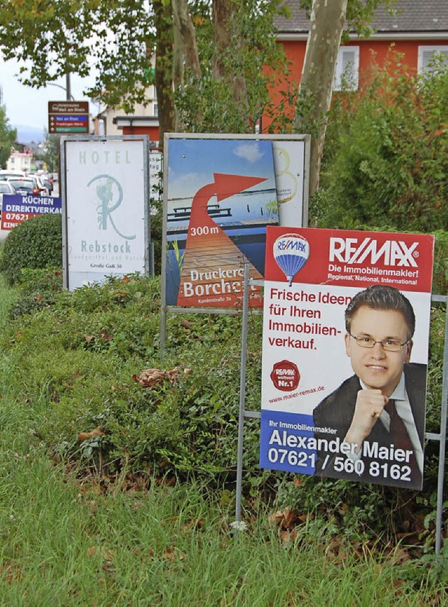 Ein illegal aufgestelltes Schild am an... kommt im Ortschaftsrat nicht gut an.   | Foto: Frey