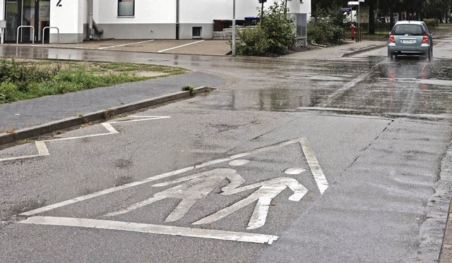 &#8222;Vorsicht Kinder&#8220; warnt ein Piktogramm im Mundenhofer Weg.   | Foto: Julius Steckmeister