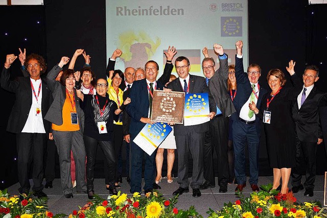 Die Rheinfelder Delegation erhlt die ... der Preisverleihung im Marriott Hotel  | Foto: ZVG