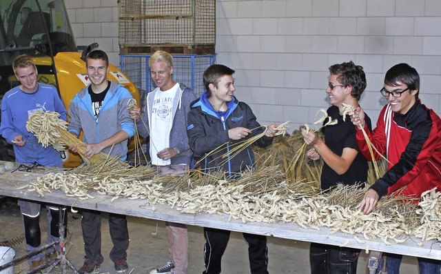 hrenhalme schlen und bndeln, das is...krnern aussagekrftige Bilder kleben.  | Foto: Christa Maier