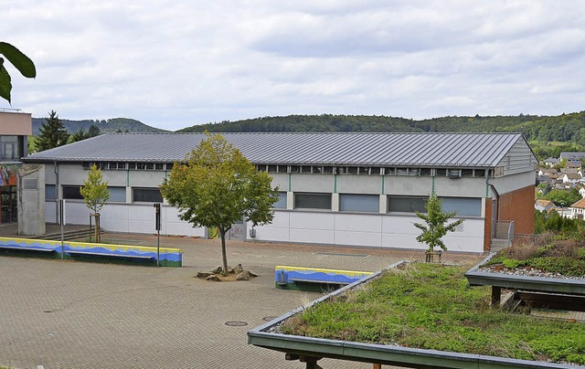 Das Dach der Sporthalle auf der Staig ...Photovoltaikanlage komplett bedecken.   | Foto: Maier