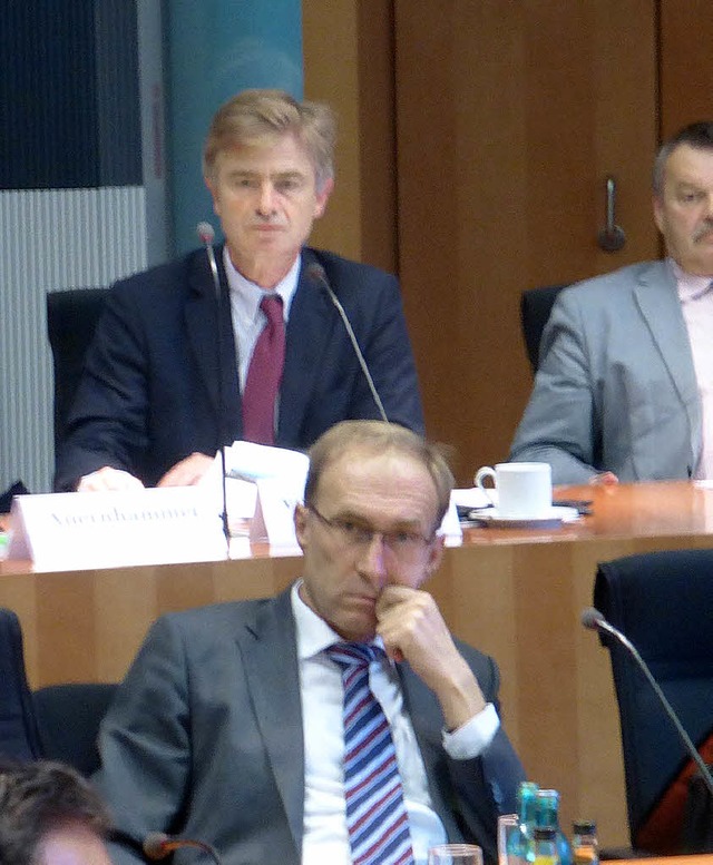 Experten im Bundestag: Baubrgermeiste...(vorne) und Abgeordneter von Marschall  | Foto: Obert