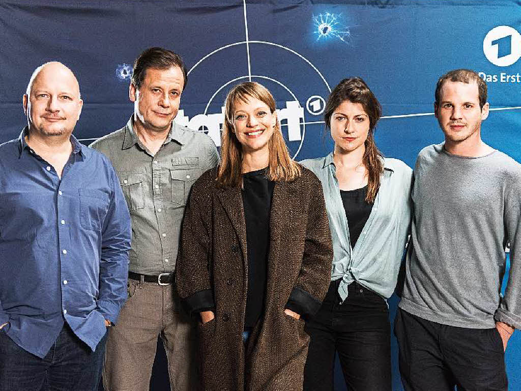 Das Freiburger-„Tatort“-Team: Schauspieler Holger Kunkel, Christian Kuchenbuch, Heike Makatsch, Regisseurin Katrin Gebbe und Schauspieler Max Tommes