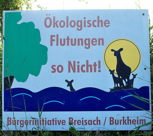 Protest gegen die kologischen Flutungen bei Breisach.  | Foto: Bohn