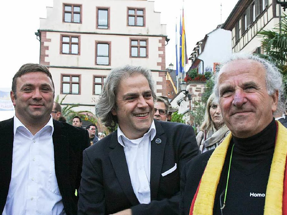 Strahlende Gesichter bei der Vernissag...echts) und Christian Burkhard (links).  | Foto: Ruth Seitz