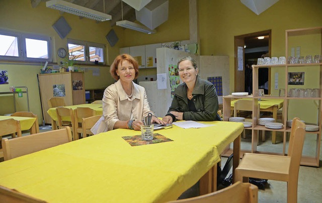 Brgermeisterin Diana Stcker (rechts)... Stadt zehn neue Krippenpltze schafft  | Foto: Peter Gerigk