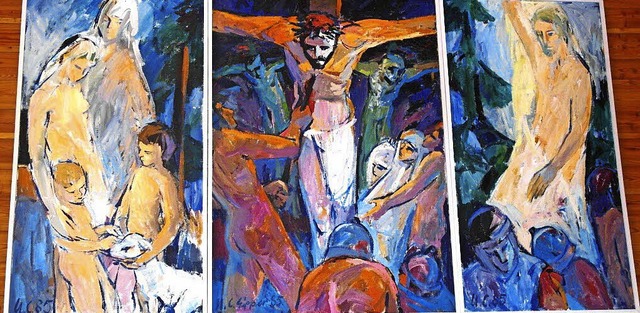 Das Triptychon von Ulrich Christoph Ei...stwerk mit Hilfe von Spenden gekauft.   | Foto: Evangelische Christusgemeinde