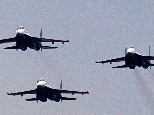 Russische Suchoi-SU-27-Jets &#8211; hi...den Angriffen beteiligt gewesen sein.   | Foto: DPA