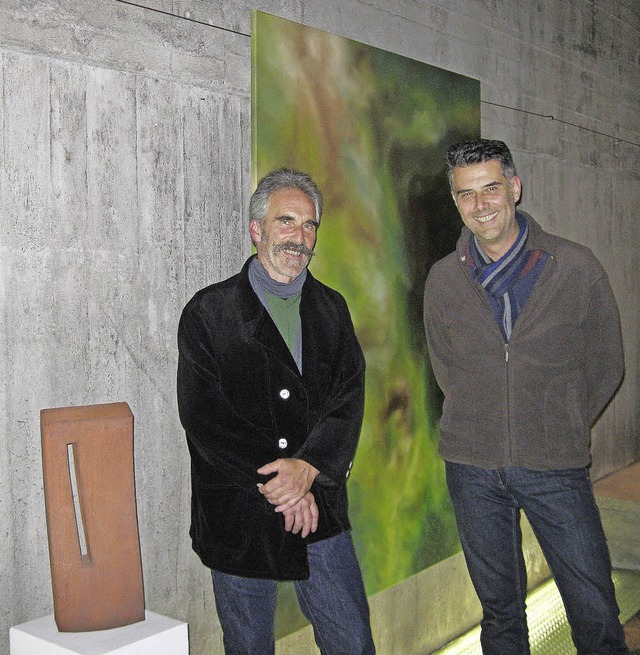 Thomas Matt und TorstenDeigner (rechts) beim Kunsttalk in der Feldbergkirche  | Foto: Amandine Cormier