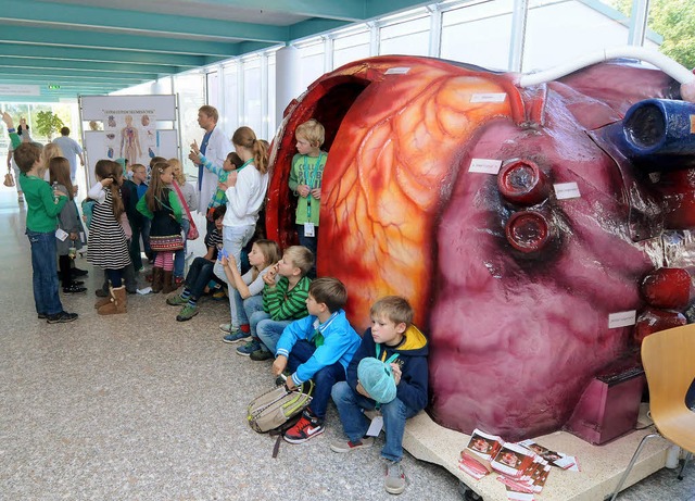 Kinder vor dem begehbaren Herzen   | Foto: Wolfgang Knstle