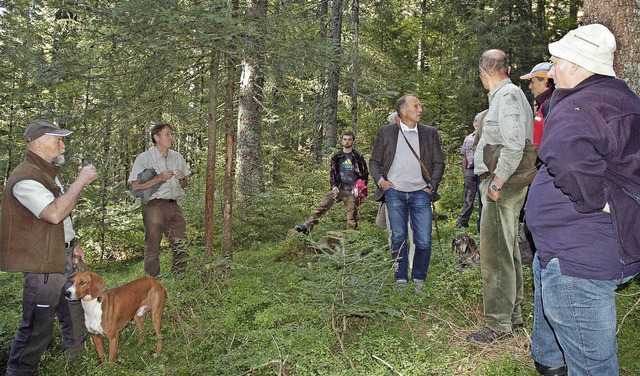 Rund 25 Jger, Frster und Waldbesitze...uf den Weg zu einer Waldbesichtigung.   | Foto: Christiane Sahli