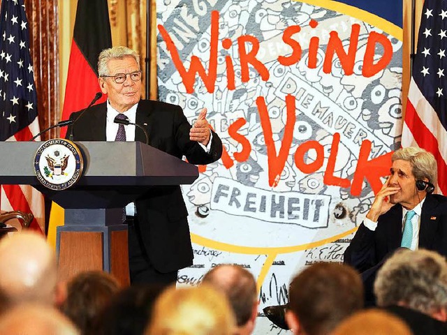 Bundesprsident Joachim Gauck und US-Auenminister John Kerry (rechts)   | Foto: DPA